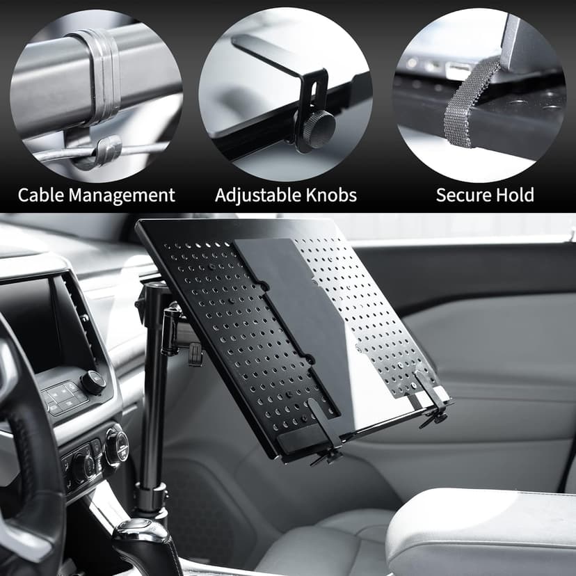 VIVO Single Laptop Car Mount, Fully Adjustable Extension, Notebook Stand for Trucks, Vans, and SUVs, Articulation and Height Adjustment, Black, MOUNT-CAR01