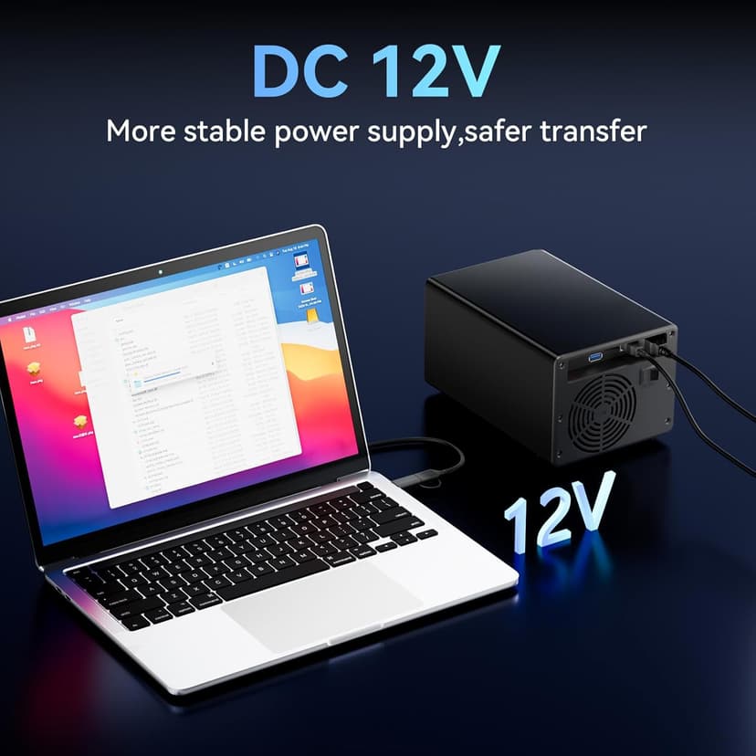 3 Bay Hard Drive Enclosure with Cooling Fan for 2.5“/3.5" SATA HDD/SSD with USB A/C 3.0, Support 60TB, Hot Swappable, Daisy Chain Expansion, Tool-Free HDD Enclosure, DAS(NO RAID/NAS)