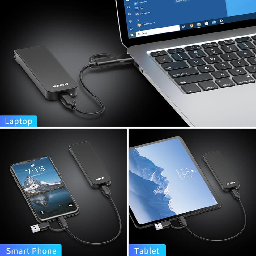 FIDECO M.2 NVMe SSD Enclosure, USB 3.2 Gen 2 to PCIe NVMe Adapter, Sandwich Style Design, Tool-Free Installation, Support UASP and Trim