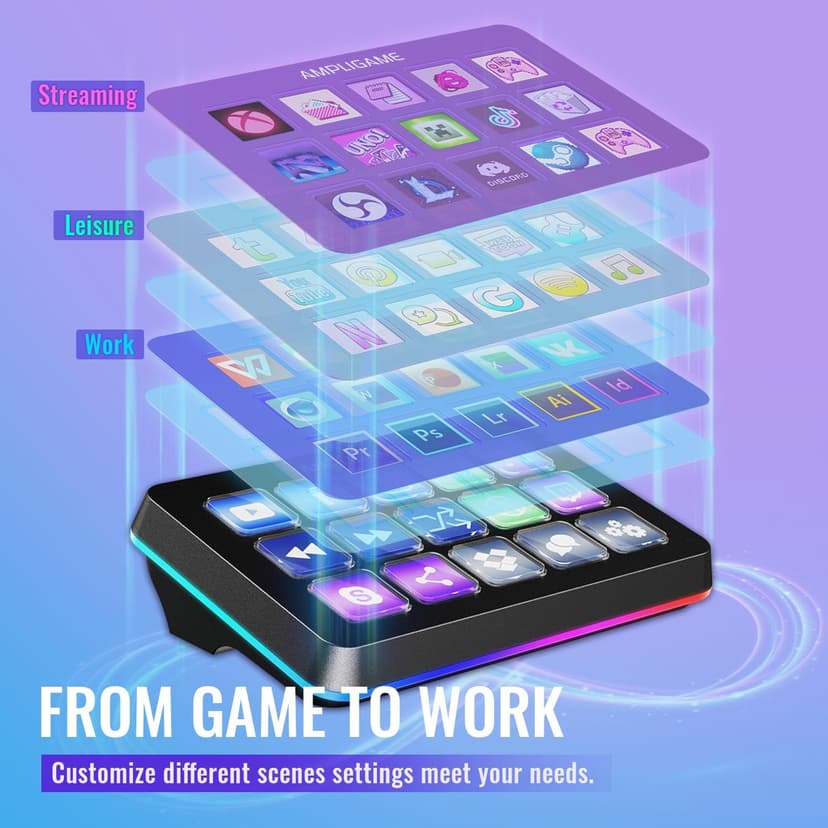 Fifine AmpliGame Stream Controller with 15 Macro Keys, Streaming Keyboard with Trigger Actions in OBS/Twitch/YouTube/Streamlabs, Shortcut Buttons Keypad Works with Mac and PC-D6
