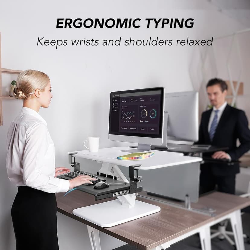 Keyboard Tray Under Desk Pull Out with Extra Sturdy C Clamp Mount System, 27.3 (32.5 inch Including Clamps) x 11 Inch Slide-Out Platform Computer Drawer for Typing Black AX01WB01