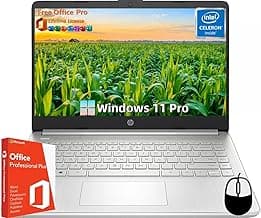 HP 14" Laptop for Student Business, with Office Lifetime License & Windows 11 Pro, Intel Dual-Core N4120, 16 GB RAM, 384 GB Storage(128GB eMMC+256GB Micro SD), Ultra Light, Webcam, WiFi, HDMI, Silver