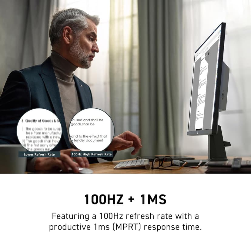 MSI PRO MP245G, 24-inch IPS 1920 x 1080 (FHD) Computer Monitor, 100Hz, Adaptive-Synch, EPEAT Silver, HDMI, DisplayPort, VESA Mountable, Tilt, Height Adjustable Speaker, 1ms, Black