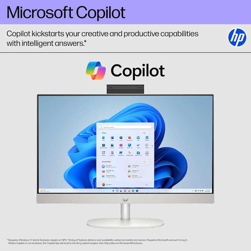 HP 23.8 inch All-in-One Desktop PC, FHD Display, Intel Core i5-1334U, 16 GB RAM, 512 GB SSD, Intel UHD Graphics, Windows 11 Home, Shell White, 24-cr0112 (2025)