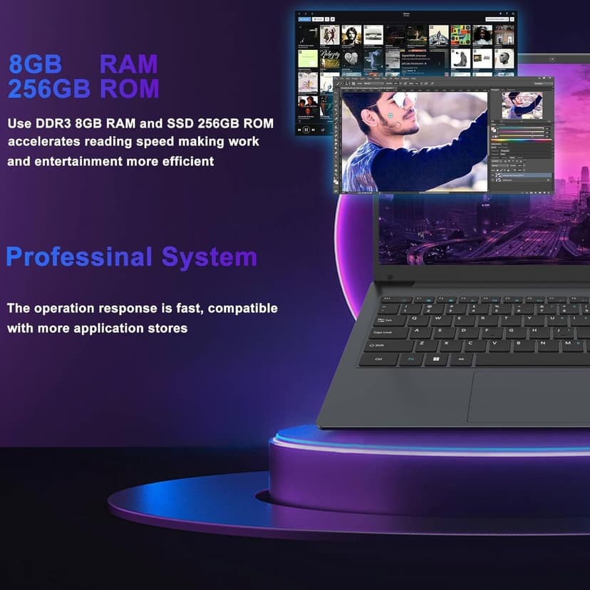 14.1" Laptop, Laptop Computer Core i7 Processor(Up to 2.7GHz), Student Laptop 8GB DDR3 256GB SSD, FHD IPS Laptop PC Wifi5 BT4.2 USB3.0 * 3 Ethernet Port*1 HDMI*1 SD Slot*1 Audio Jack*1
