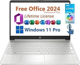 HP 15.6" Business Laptop, Free Microsoft Office 2024 Lifetime License, Copilot AI Chat, HD Touchscreen Display, Intel 6-Core i3-1215U 4.4 GHz, 16GB RAM, 512GB SSD, Long Battery Life, Windows 11 Pro