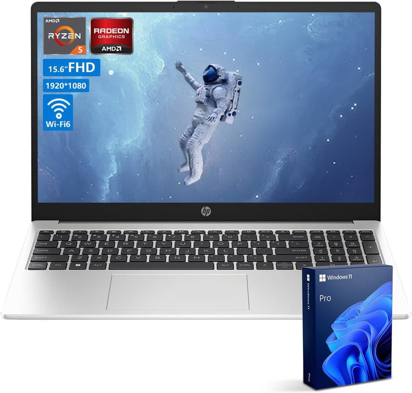 HP Essential 255 G10 Entry Business Laptop, 15.6" FHD Anti-Glare Display, AMD Ryzen 5 7530U, Radeon Graphics, 32GB RAM, 1TB SSD, Wi-Fi 6, USB-C, HDMI, Webcam, Fast Charging, Windows 11 Pro, Silver