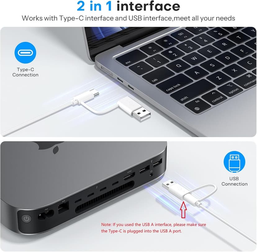 OMOTON Wired Keyboard Compatible with Mac, with Dual Interface (USB and Type-C), Numeric Keypad Compatible with MacBook Pro/Air, iMac, Mac mini/Pro Laptop, Silver