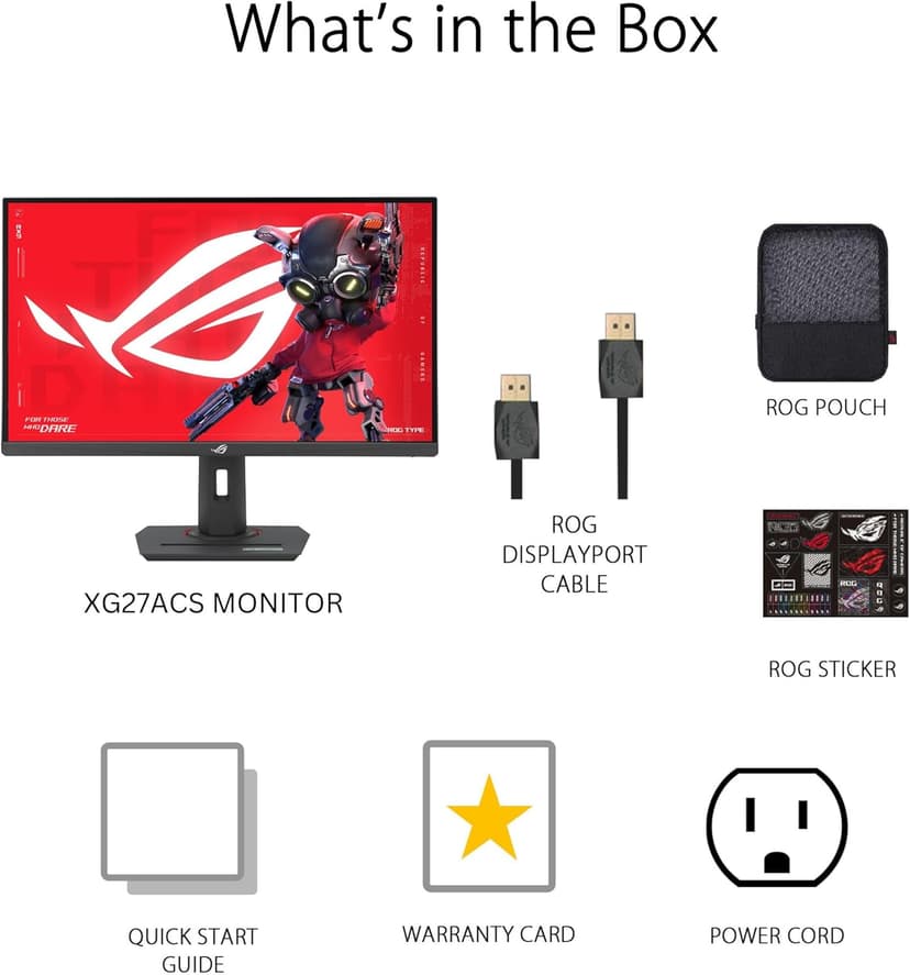ASUS ROG Strix 27” QHD (2560x1440) HDR400 USB-C Gaming Monitor (XG27ACS), 180Hz,1ms, Fast IPS, 133% sRGB, Extreme Low Motion Blur Sync, G-Sync Compatible, DisplayWidget, Tripod Socket, 3 Year Warranty