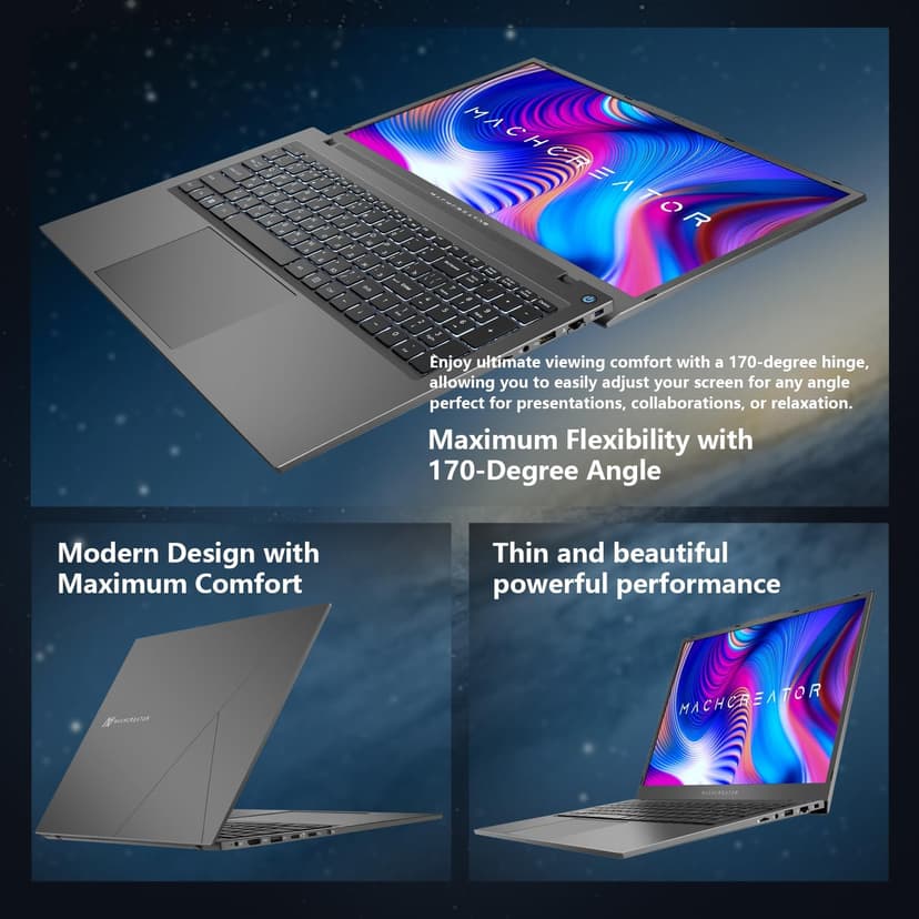 Machenike 17.3’’ Laptop, Intel Processor, 16GB DDR5 RAM, 512GB SSD, Backlit Keyboard, Large-Screen with 120Hz Refresh Rate, Perfect for Work, School, and Streaming, Windows 11 Home, Modern Grey