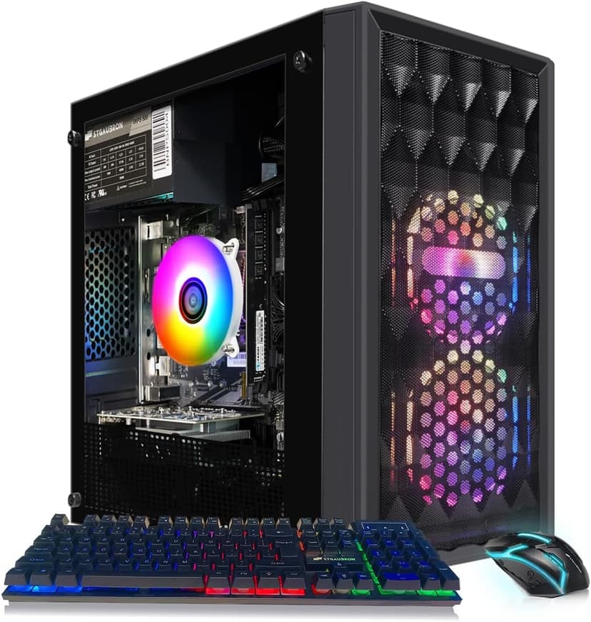 STGAubron Gaming PC Computer Desktop, Radeon RX 560 4G, Intel Core I7 8th up to 4.1GHz, 16G DDR4, 512G SSD, WiFi 6 & BT 5.2, RGB Fan x2, Windows 11 Home