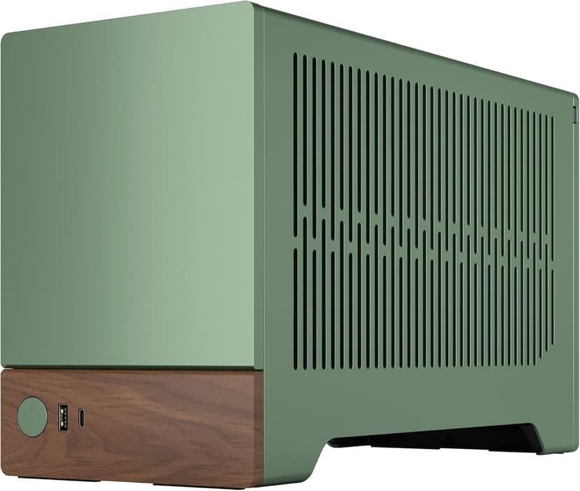 Fractal Design Terra Jade - Wood Walnut Front Panel - Small Form Factor - Mini ITX Gaming case – PCIe 4.0 Riser Cable – USB Type-C - Anodized Aluminum Panels
