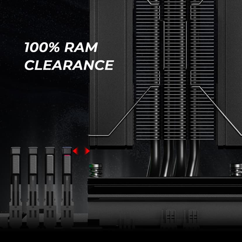 ID-COOLING FROZN A410 DK CPU Cooler, All-Black Layout Single Tower with 2x120mm FDB Fans in a Push-Pull Configuration, Noninterference with RAM, Compatible with Intel and AMD Latest Sockets