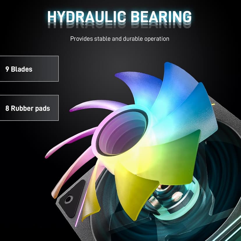 DARKROCK F120-3 in 1 120 mm Infinite Mirror Design Case Fans with PWM Control & ARGB Effect, Hydraulic Bearing for Low-Noise Operation - Suitable for Most PC Cooling Systems - Black