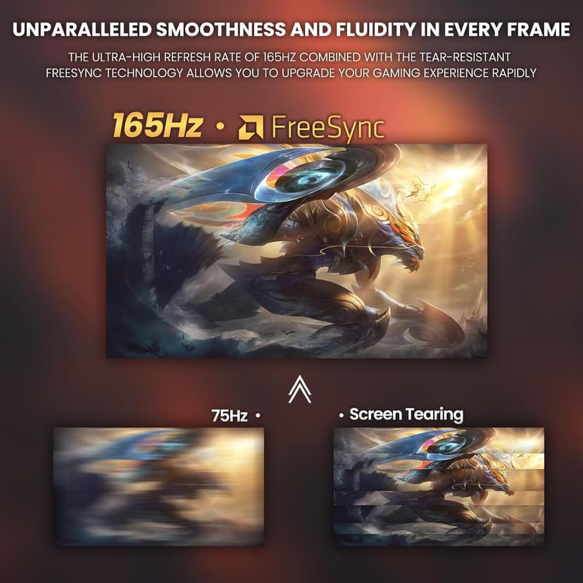 CRUA 24 Inch Curved Gaming Monitor, 144hz/165hz FHD 1080P Frameless Computer Monitor, PC Monitors Support AMD Freesync, 99% sRGB, DP, HDMI, Compatible Wall Mountable Installs-Black