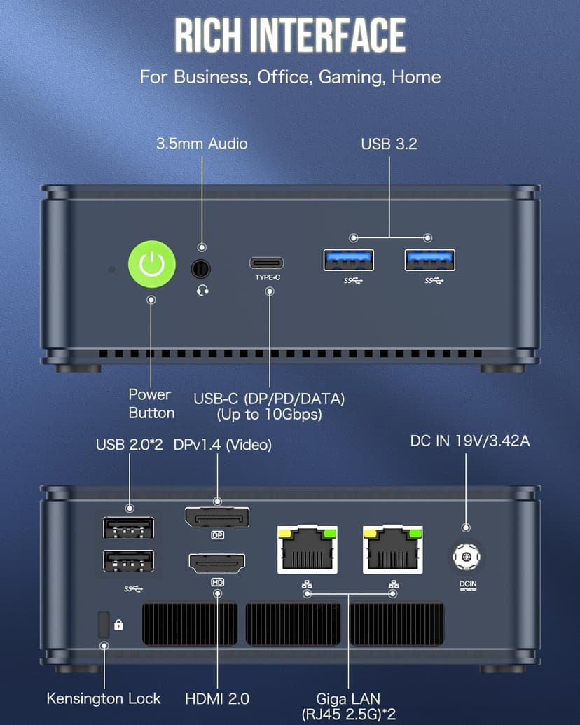 GMKtec M5 Plus Gaming Mini PC Ryzen 7 5825U (Upgraded 7430U/ 5700U), 32GB RAM 1TB SSD Dual NIC LAN 2.5GbE Desktop Computers Office Home, Triple 4K Display, WiFi 6E, USB3.2, USB-C, BT 5.2, DP, HDMI 2.0