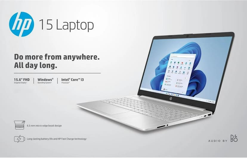 HP 15 Laptop for Business and Students (15.6" FHD, Intel 6-Core i3-1215U, 32GB RAM, 1TB SSD), Narrow-Bezel, Fingerprint Reader, 10-Hr Long Battery Life, Webcam, Numpad, HDMI, Win 11 Pro in S Mode