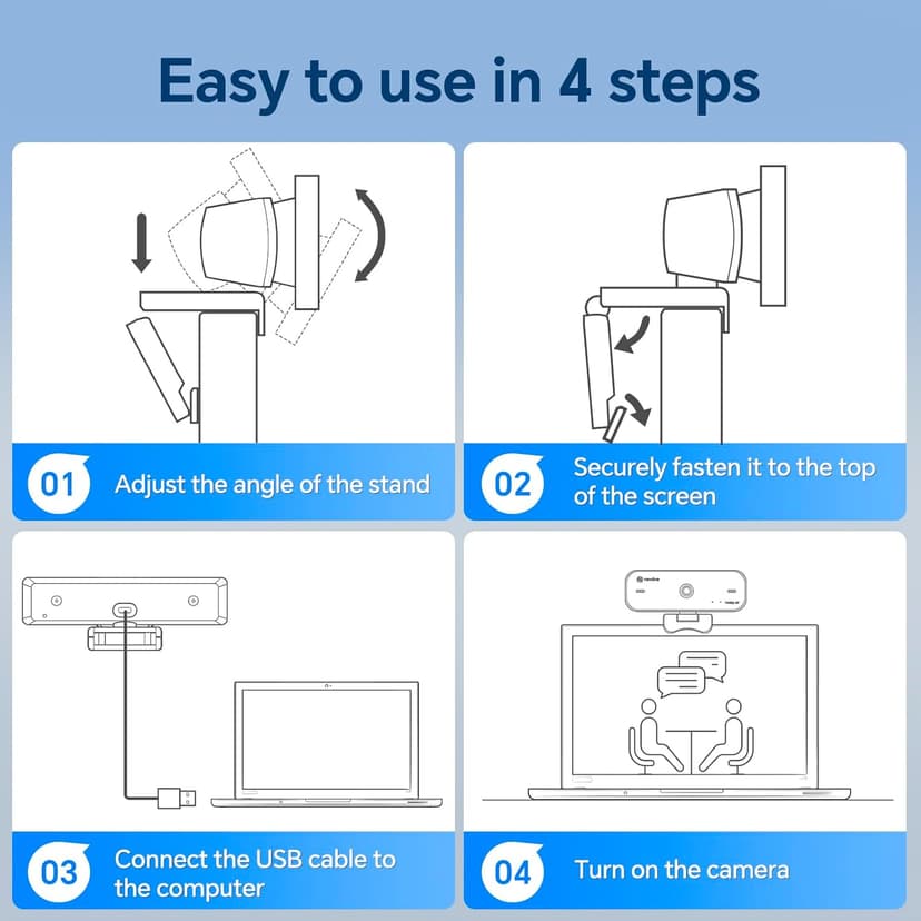 4K Webcam for PC, 4K UHD USB Webcam with Microphone, New Upgraded Auto Focus, Low Distortion, Privacy Cover, PC Camera for Zoom, Skype, Teams, Laptop, Conferencing, Calling, NewEye 60s