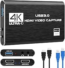 Capture Card Nintendo Switch, 4K HDMI Video Capture Card, 1080P 60FPS, HDMI to USB 3.0 Capture Card for Streaming Work with Camera/Xbox/PS4/PS5/PC/OBS