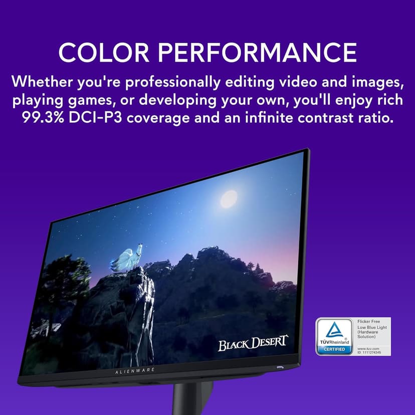Alienware AW2725DF OLED Gaming Monitor - 26.7-inch Quantom-Dot WQHD (2560x1440) 360Hz 0.03Ms Display, AMD FreeSync Premium Pro, HDMI/DP/USB 3.2 Gen1, Height/Tilt/Swivel/Pivot Adjustability - Black