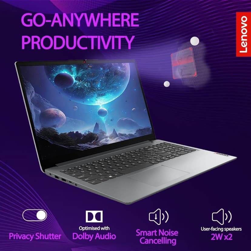 Lenovo Essential Laptop | Ideapad 1i | 20GB RAM | 15.6" FHD Display | 1TB PCIe+128GB eMMc Storage | 1 Yr Office 365 + Lenovo ADP | Intel Dual-Cores Processor | HDMI | Wi-Fi 6 | Win 11 Home | Gray