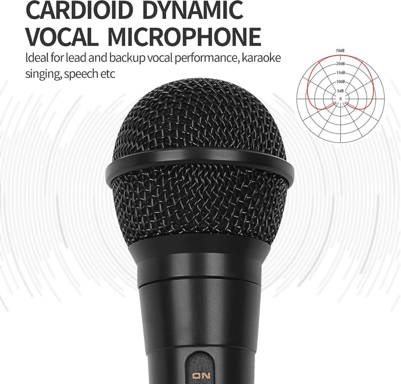 Marengo Handheld Wired Microphone, Cardioid Dynamic Vocal Mic with 13ft Cable and ON/Off Switch, Ideally Suited for Speakers, Karaoke Singing Machine, Amp, Mixer