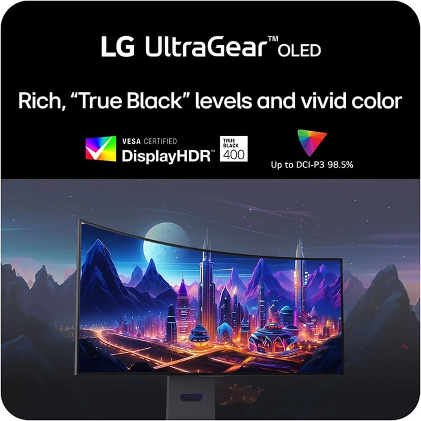 LG 39" Ultragear OLED Curved Gaming Monitor - WQHD 240Hz, 0.03ms, NVIDIA G-Sync Compatible, 800R Curvature, USB Type-C, DisplayHDR True Black 400