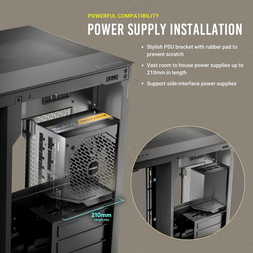 Antec C8 ARGB, 2X TQR 160mm & 1x TQ 140mm ARGB PWM Fans Included,Dual-Chamber Layout, Type-C, 360mm Radiator Support, Seamless TG Front & Side Panels, RTX 40 Compatible, Full-Tower E-ATX PC Case