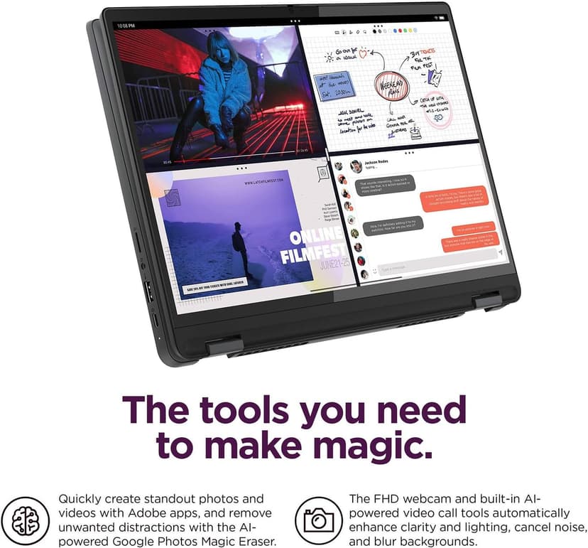 Lenovo IdeaPad Flex 5i Chromebook Plus 14" FHD+ 2-in-1 Touchscreen Laptop (Intel Core i3-1315U, 8GB RAM, 256GB Storage), Backlit, FHD Webcam, Chrome OS, w/Google AI, 2TB of Cloud Storage, Grey