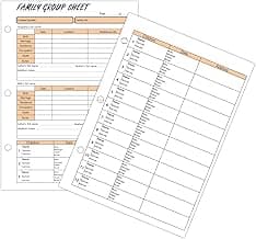 3 Hole 12th Generation Family Group Sheets,Two Sided Blank Genealogy Forms Genealogy Worksheets Archival Supplies for Research Ancestry Family Member History,8.5×11 Inches,50 Pcs