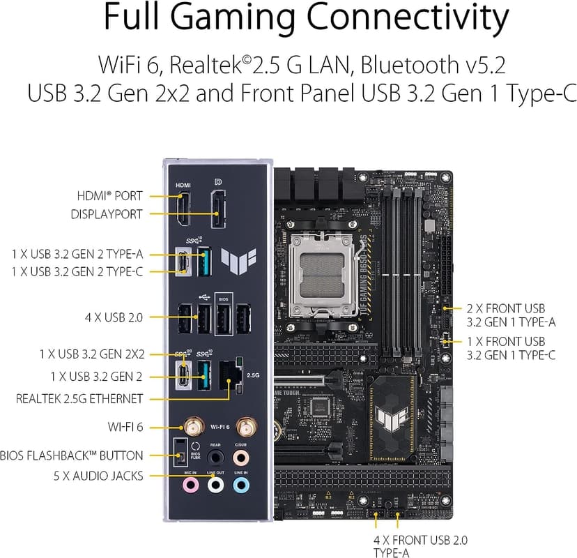 MICRO CENTER AMD Ryzen 7 7700X Desktop CPU Processorwith ASUS TUF Gaming B650-PLUS WiFi DDR5 PCIe 5.0 ATX Gaming Motherboard