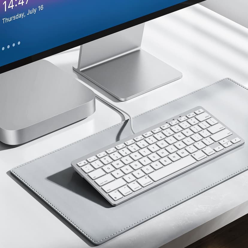OMOTON Wired Keyboard for Mac with Dual Interface, Comfortable Typing Angle & Stable Connection, Compatible with MacBook, iMac, Mac Mini, PC-White