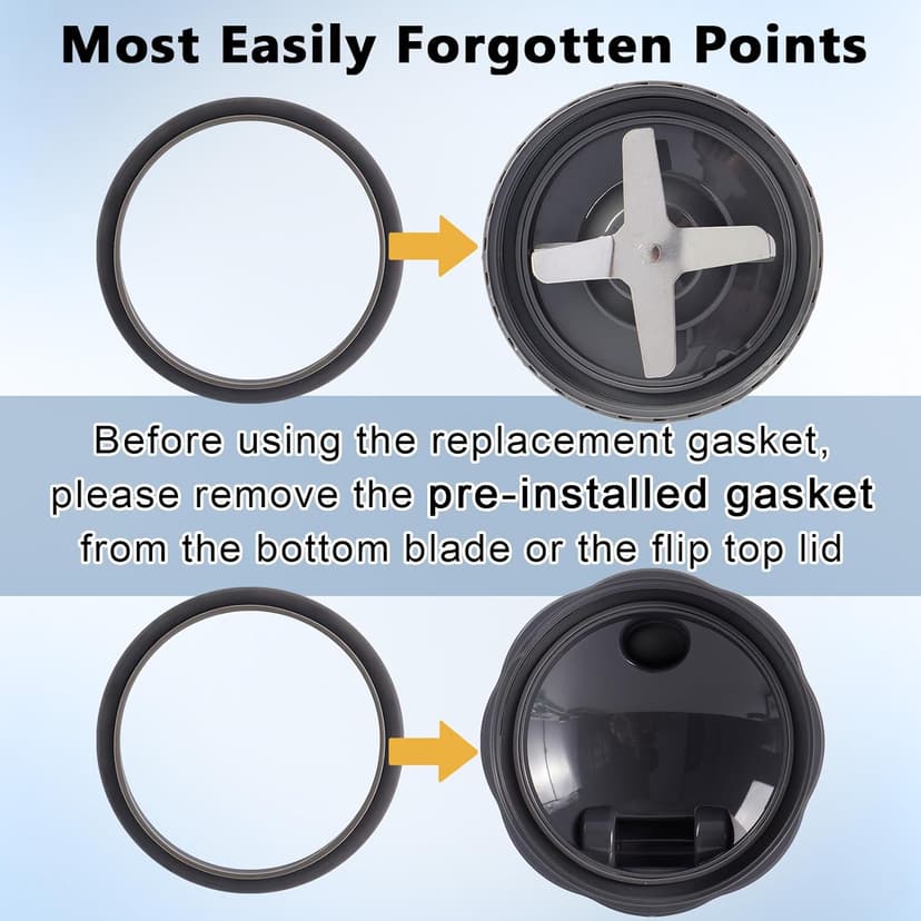 3 PCS Blender Gasket Replacement, Rubber Seal Rings Suitable for Nutribullet 900 Series Blenders with 600W and 900W (3 Pieces)