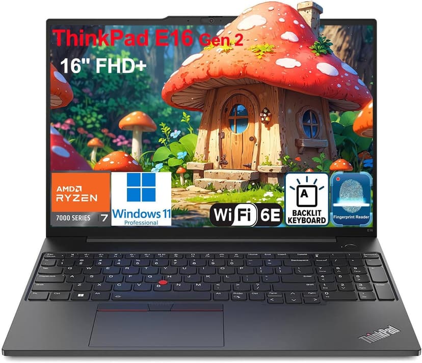 Lenovo ThinkPad E16 G2 16" FHD+ Business Laptop Computer, AMD Octa-Core Ryzen 7 7735HS (Beat i7-1355U), 64GB DDR5 RAM, 2TB PCIe SSD, WiFi6E, Backlit KB, Fingerprint Reader, Windows 11 Pro, Vent-Hear