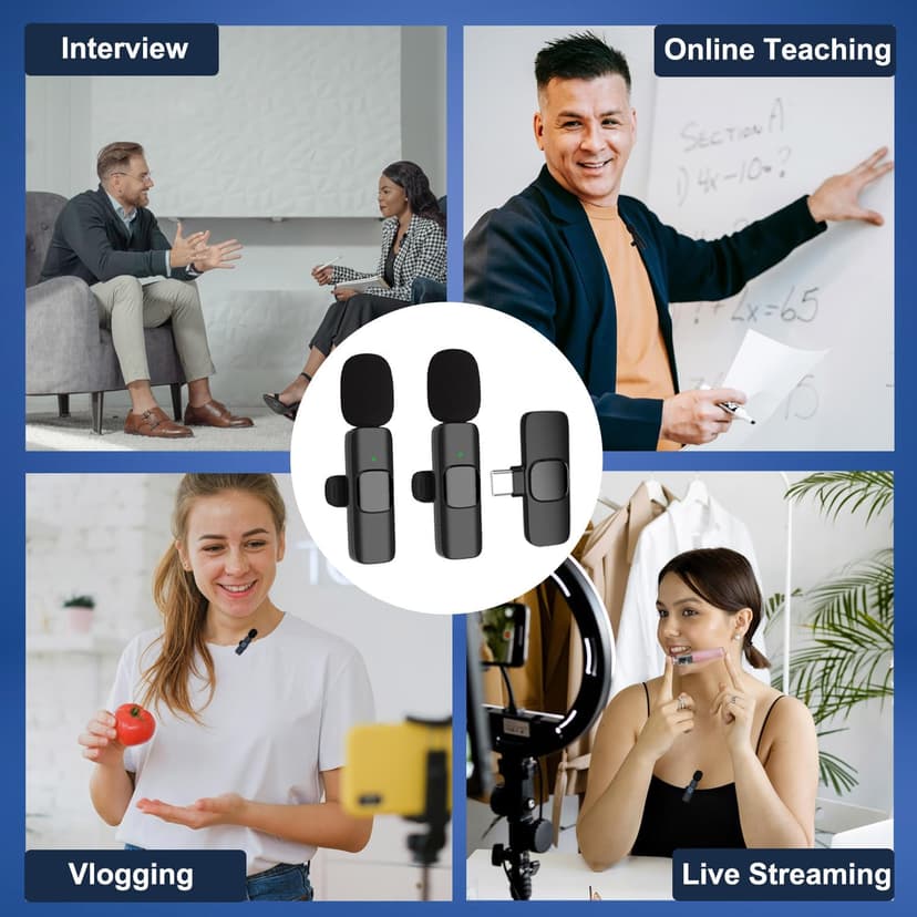 Wireless Lavalier Microphone for iPhone, iPad and Android Devices, Noise Cancelling,Bluetooth Mini Lapel Microphone for YouTube/Vlogging/Live Streaming/Tiktok/Interview