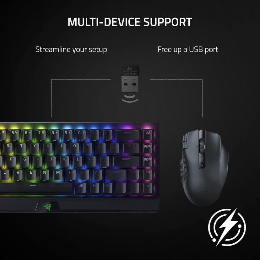 Razer Naga V2 HyperSpeed Wireless MMO Gaming Mouse: 19 Programmable Buttons - HyperScroll Technology - Focus Pro 30K Optical Sensor - Mechanical Mouse Switches Gen-2 - Up to 400 Hr Battery Life
