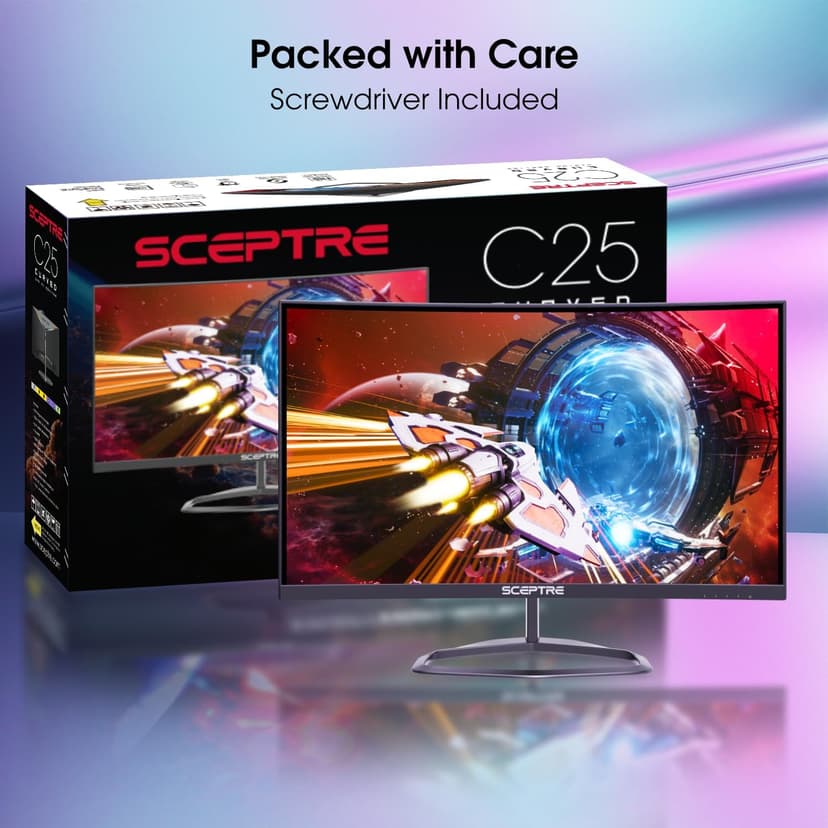 Sceptre New Curved 25-inch Gaming Monitor 240Hz 1500R HDMI x2 DP x2 Build-in Speakers 2025
