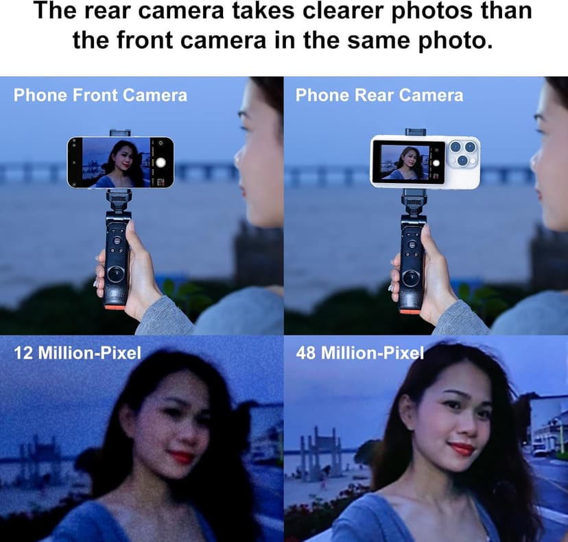 Newmowa Pink Magnetic Phone Vlog Selfie Monitor Screen, 1080P Wireless Recording, Using Phone Rear Camera for Selfie Vlog Live Stream TikTok, Compatible with iPhone(Support 4K 30fps Wired Recording)
