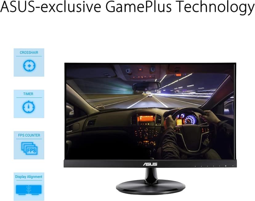 ASUS VP229Q 21.5” Monitor, 1080P Full HD, 75Hz, IPS, FreeSync/Adaptive-Sync, Eye Care, HDMI DisplayPort VGA, Frameless, VESA Wall Mountable BLACK