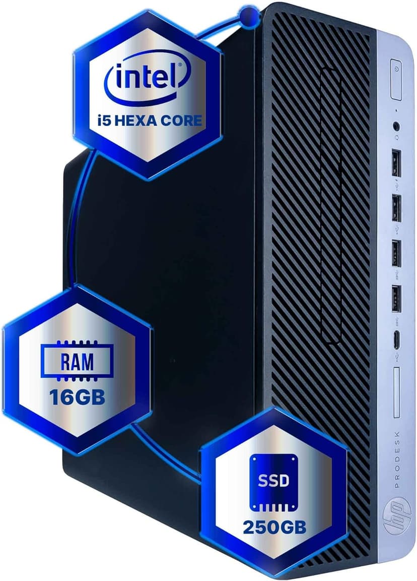 HP ProDesk 600G4 Desktop Computer | Hexa Core Intel i5 (3.2) | 16GB DDR4 RAM | 250GB SSD Solid State | Windows 11 Professional | Home or Office PC (Renewed)