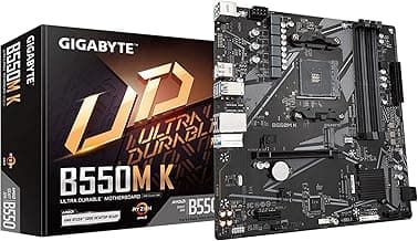 GIGABYTE B550M K Motherboard, Supports AMD AM4 Ryzen 5000 Processors, Micro-ATX, DDR4, Dual M.2, SATA 6Gb/s, Realtek GbE LAN, PCIe 4.0