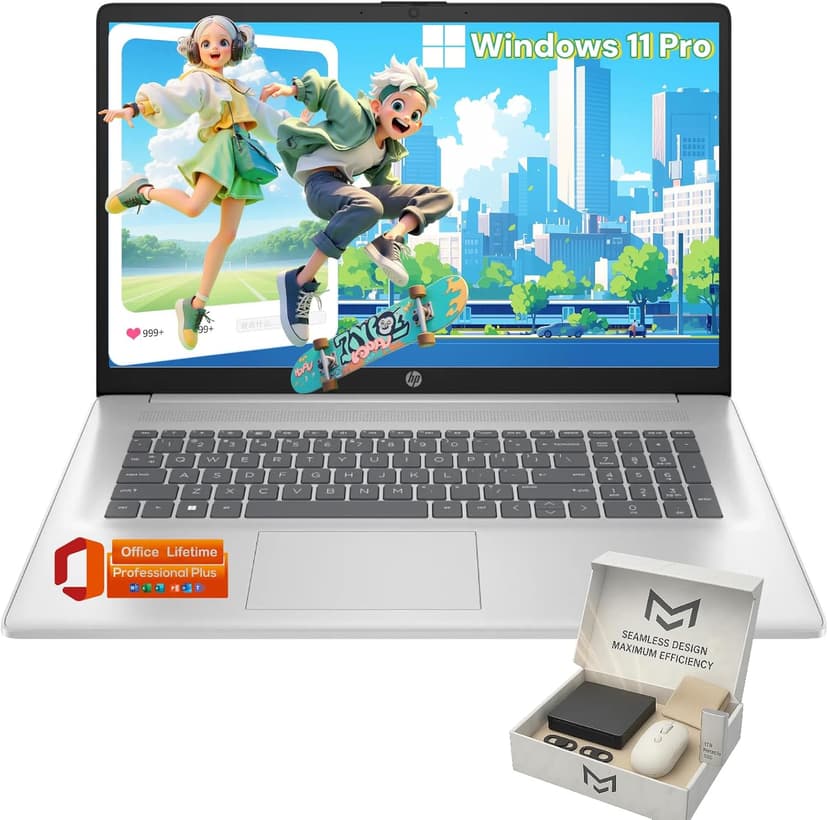 HP Flagship 17 Laptop Computer - 17.3" HD+ Screen, Intel 10-Core i5-1334U, Intel Graphics, 64 GB RAM, 2 TB SSD, Backlit Keyboard, Wi-Fi 6, Windows 11 Pro + Free MS Office for Study and Business Work