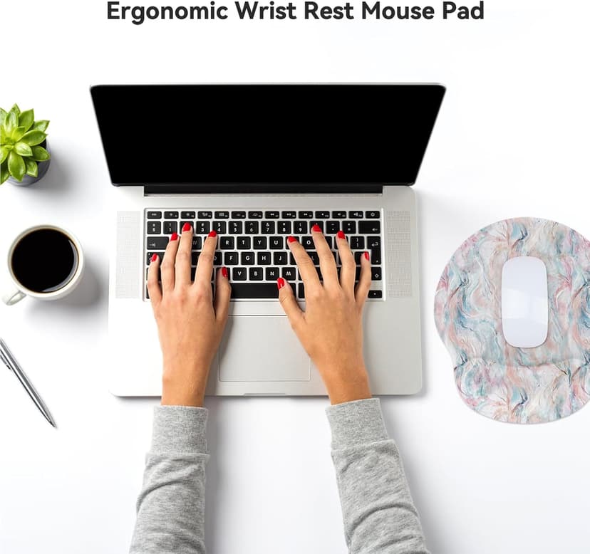 RICHEN Ergonomic Mouse Pad with Wrist Support,Non-Slip Rubber Base for Computer Laptop & Mac,Lightweight Rest for Home,Office & Travel (Pigment Ripple)