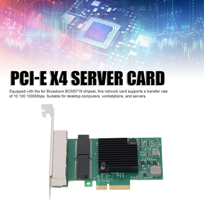 PCIe X4 Gigabit Network Card, 4 Port 1000Mbps Ethernet Adapter, for Desktop PC, Workstation, Server with 8 LED Indicators, Supports Wins Server, VMware ESX