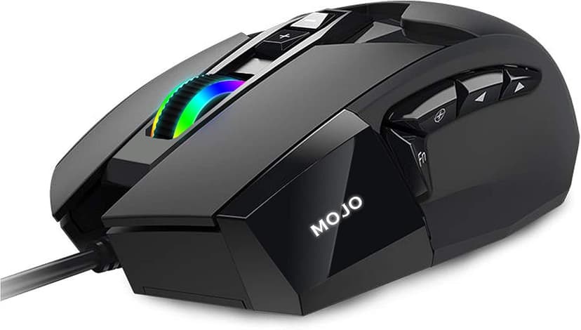 MOJO Pro Performance Silent Gaming Mouse - Wired Mouse with 9 Programmable Buttons Including Sniper Key, 12000 DPI, 1000 Hz, Custom Profiles