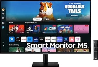 SAMSUNG 27-Inch M5 (M50D) Series FHD Smart Monitor with Streaming TV, Speakers, HDR10, Gaming Hub, Multiple Ports, Workout Tracker, Vision Accessibility Tools, LS27DM500ENXGO, 2024