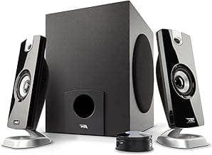 Cyber Acoustics CA-3090 2.1 Speaker System with Subwoofer with 18W of Power – Easy Setup and Convenient Controls, Great for Music, Movies, and Gaming