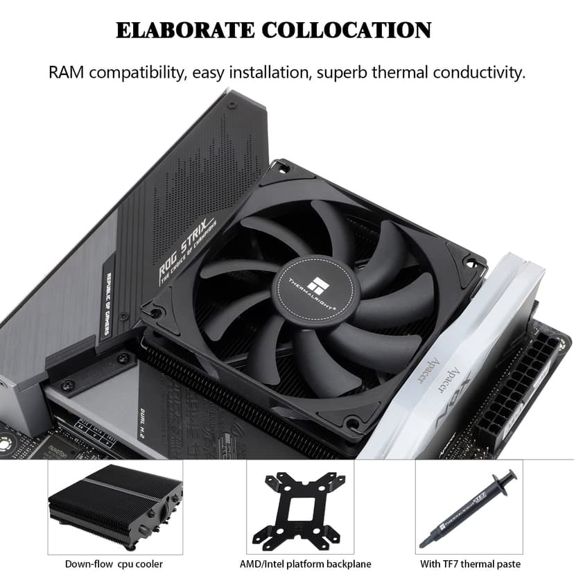 Thermalright AXP90 X47 Black Low Profile CPU Cooler, with 92mm TL-9015B Slim PWM Fan, ITX CPU Cooler, AGHP Technology, 47mm Height,for AMD AM4 AM5/Intel 1150/1151/1155/1851/1200/1700(AXP90 X47 Black)