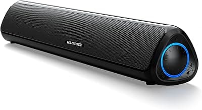 Computer Speakers for Desktop PC, HiFi Stereo Poratble Bluetooth Speaker, Computer Soundbar, 3.5mm Aux-in Computer Sound Bar with Deep Impactful Bass, Gaming Speakers for PC,Laptop,Tablet