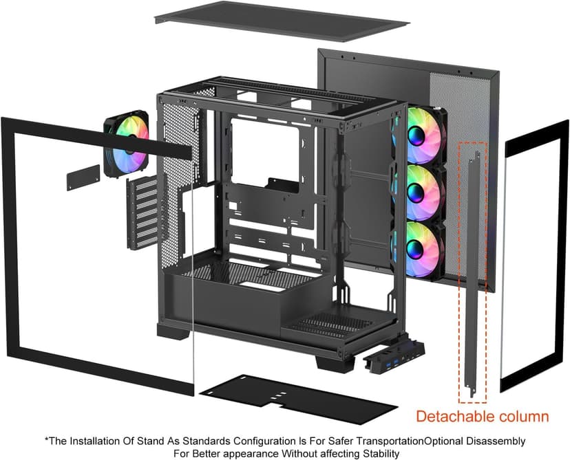 SAMA NEVIEW 4503 Mid Tower PC Case with Dual Tempered Glass Panels, 4×120mm ARGB Fans Pre-Installed, High Airflow ATX PC Case for Case PC Gaming, USB 3.0×2, Type-C Port, Supports Top 360mm AIO – Black